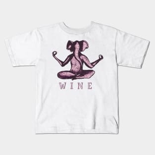 Wine Yoga Elephant Kids T-Shirt